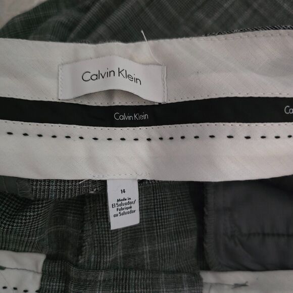 Calvin Klein Dress Slacks Women's 14 Check Pattern Gray Black & White - Picture 3 of 16